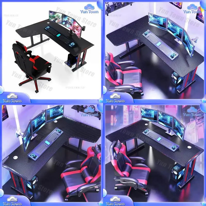 Desk Setup L Shaped - L자형 컴퓨터 책상 (홈 오피스, 침실