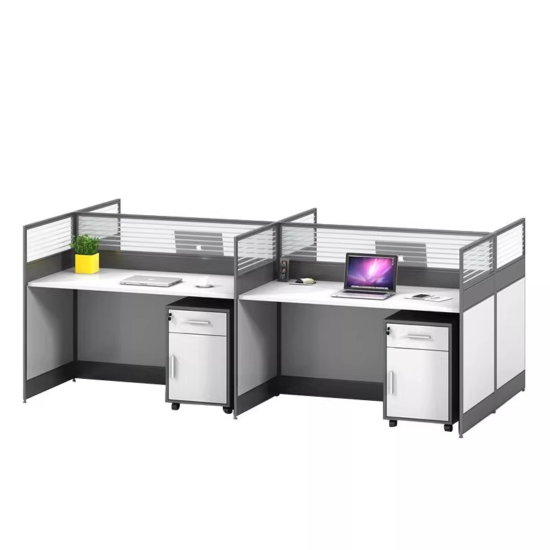 Desk Setup L Shaped - 흰색 사무실 책상 2인용, 4인용 또는