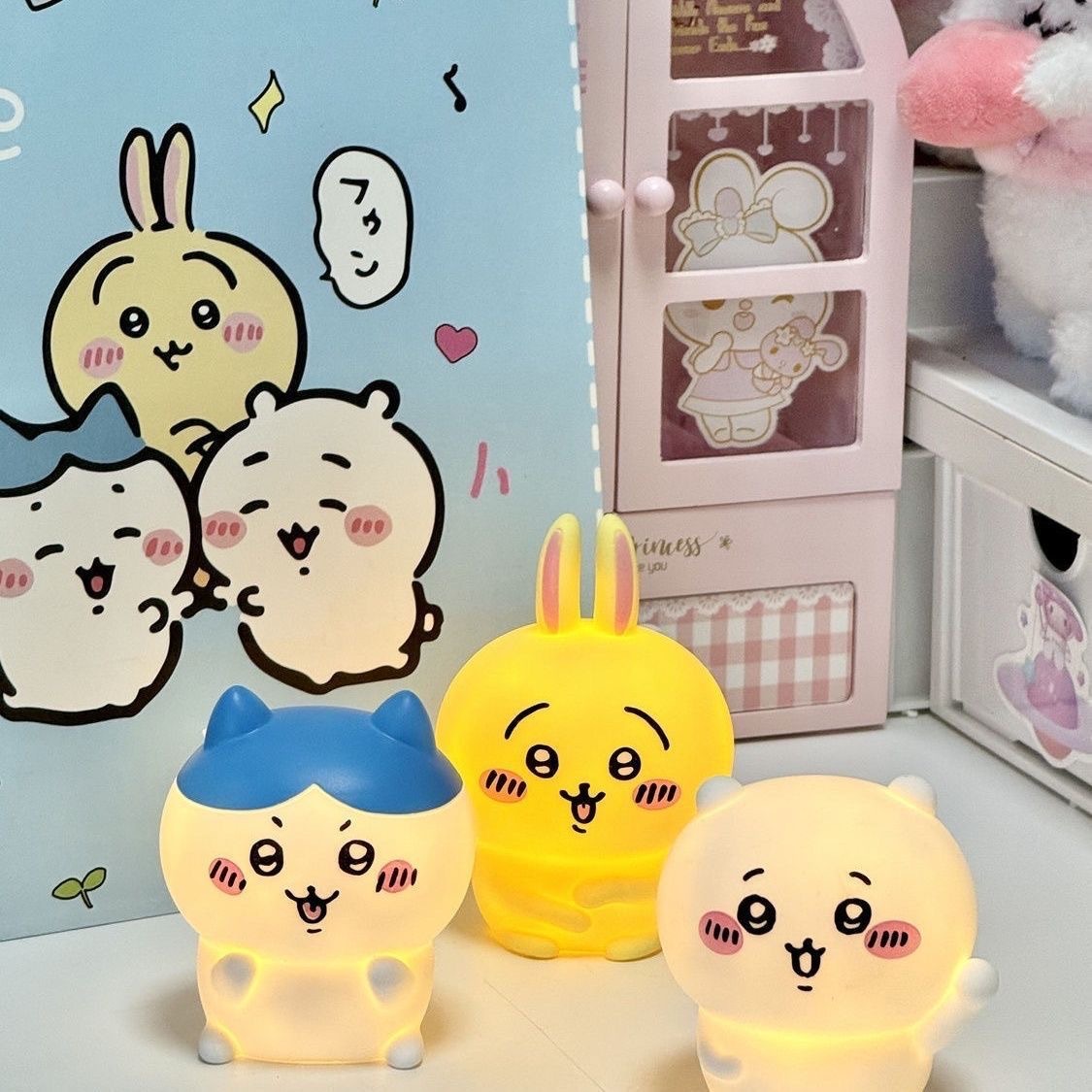 Desk Setup Lamp - 애니메이션 ‘치이카와’ 비닐 인형, 야간 조명,