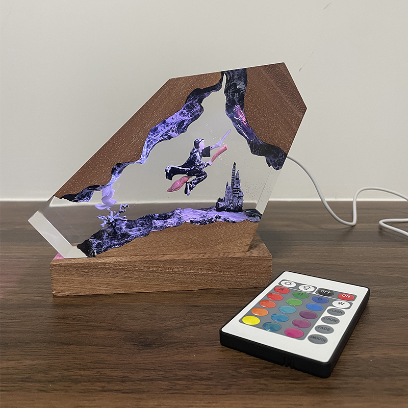 목재 레진 에폭시 램프 마법사 소년 & 올빼미 야간등  - Desk Setup Lamp 리뷰 및 가격