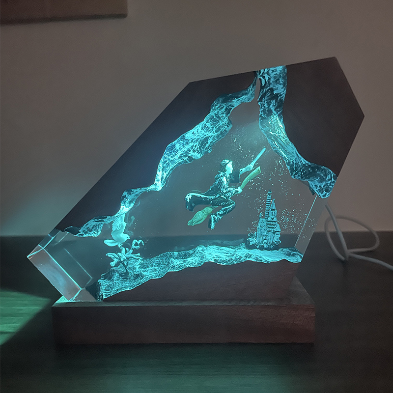 목재 레진 에폭시 램프 마법사 소년 & 올빼미 야간등  - Desk Setup Lamp 리뷰 및 가격
