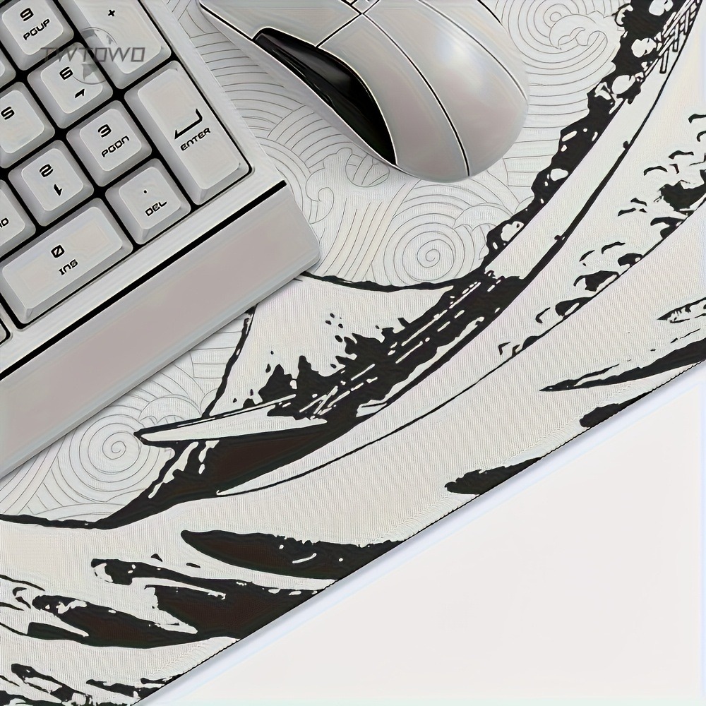 블랙 화이트 웨이브 아트 XXL 데스크 매트 |   부 - Desk Setup Pc And Laptop 리뷰 및 가격