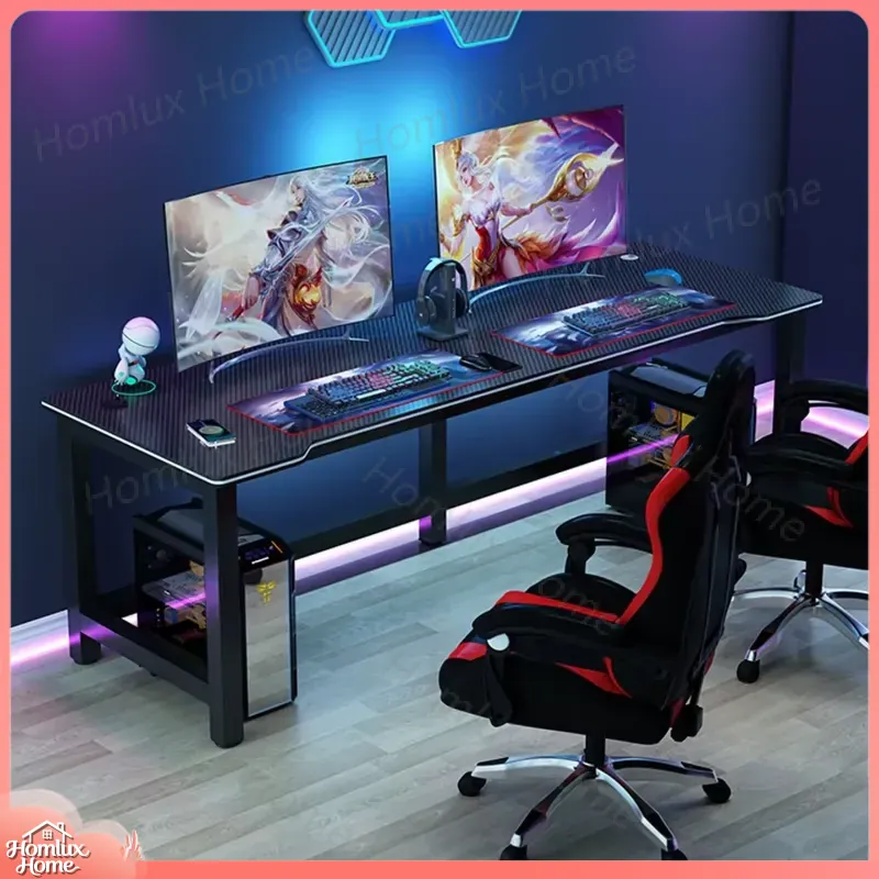 카본 파이버 질감 블랙 게이밍 데스크 인체공학적 높이  - Desk Setup L Shaped 리뷰 및 가격