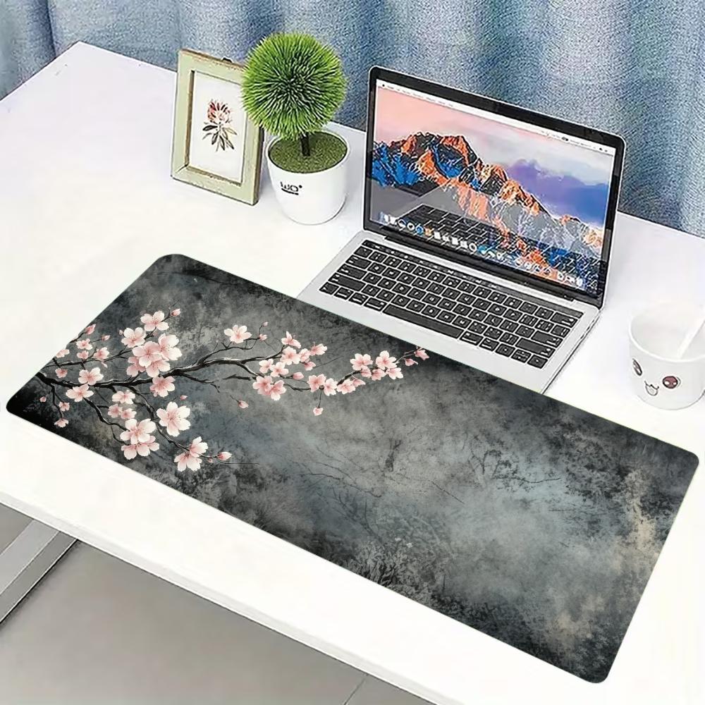 매화 잉크 아트 확장형 데스크 매트 논슬립 고무 스티치 - Desk Setup Pc And Laptop 리뷰 및 가격