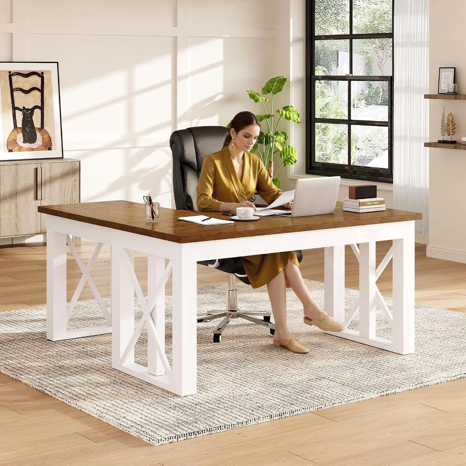 L자형 서서 쓰는 책상(서랍 포함), 55x48인치 홈 - Desk Setup L Shaped 리뷰 및 가격