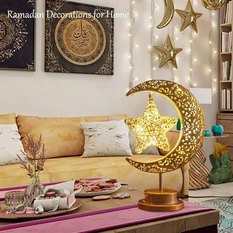 라마단 LED 야간 조명 회전하는 철제 달과 별 이드  - Desk Setup Lamp 리뷰 및 가격