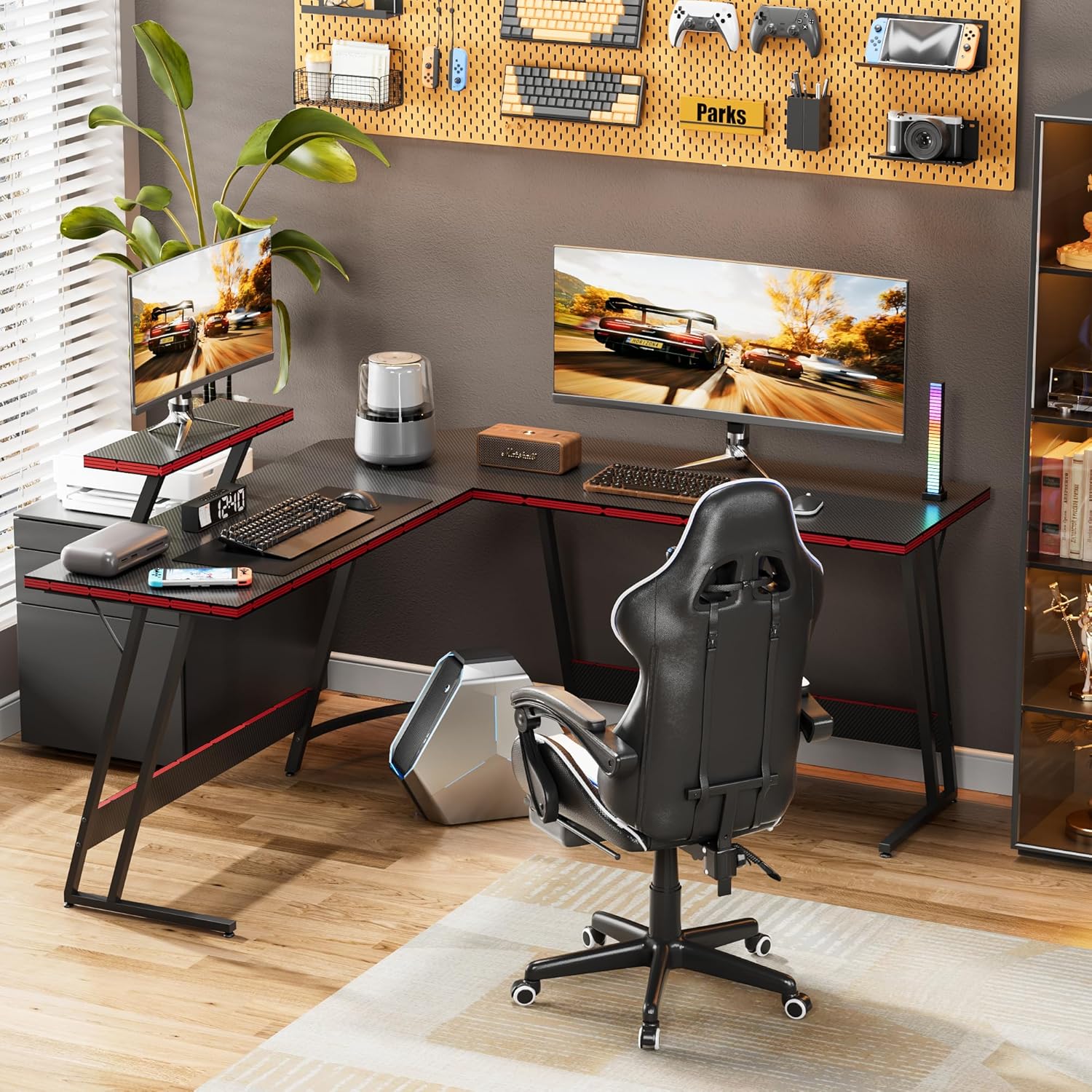 L자형 조절 가능 게이밍 책상, 대형 모니터 받침대용  - Desk Setup L Shaped 리뷰 및 가격