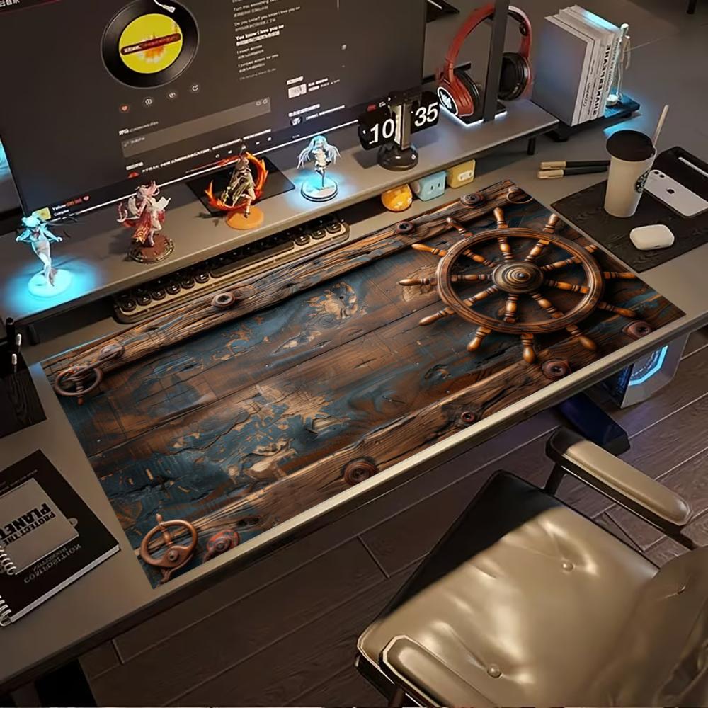 빈티지 해적선 휠 디자인 확장형 게이밍 마우스 패드,  - Desk Setup Pc And Laptop 리뷰 및 가격