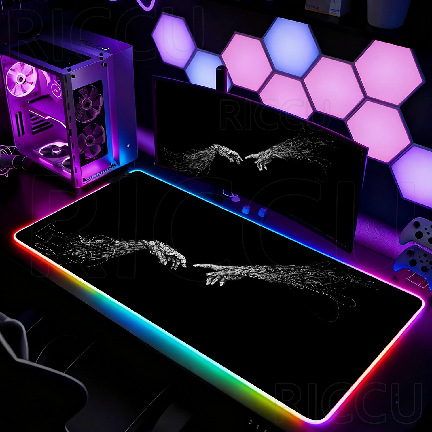 RGB XXL HD 대형 블랙 화이트 고딕 핸드 마우스 - Desk Setup Pc And Laptop 리뷰 및 가격